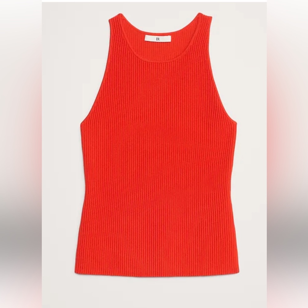 Banana Republic Blood Orange Red Ribbed Tank Top NWT